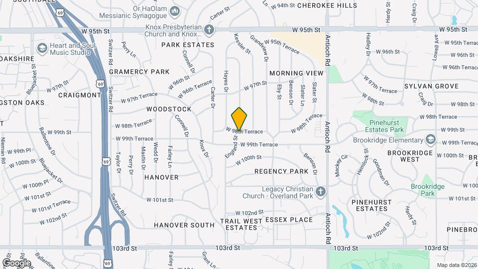 9215 W 98th Terrace Map and Location Details