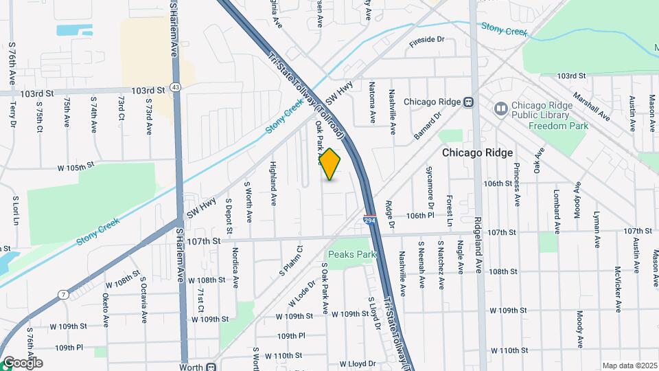 10549 Oak Park Ave Map and Location Details