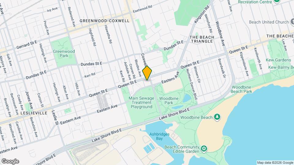 Queen & Ashbridge Rentals Map and Location Details