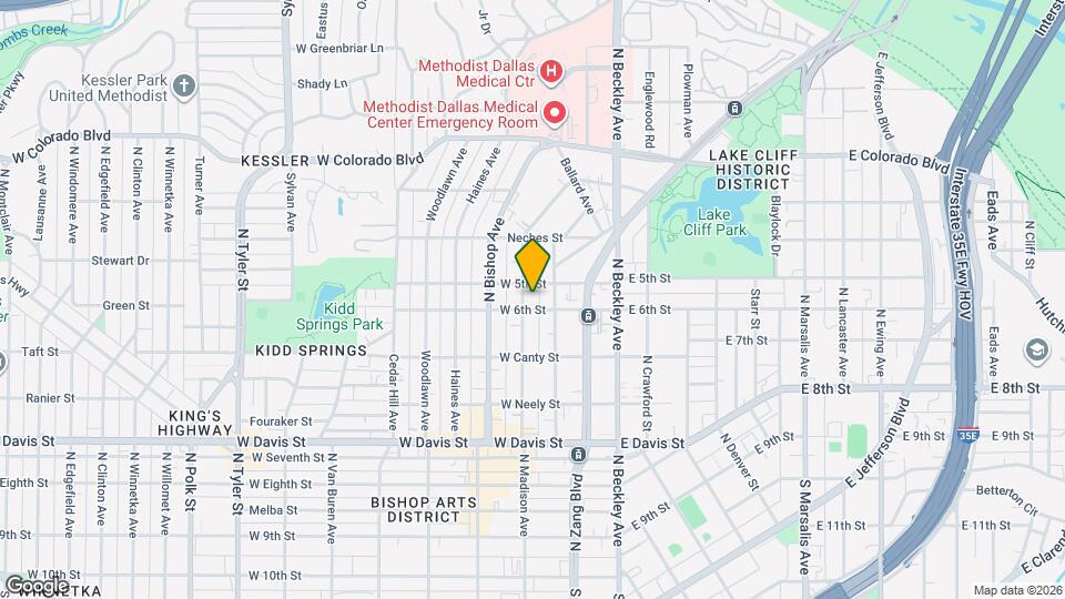 Beautifully renovated Bishop Arts District home near Lake Cliff Park Mapa y Detalles de la Ubicación