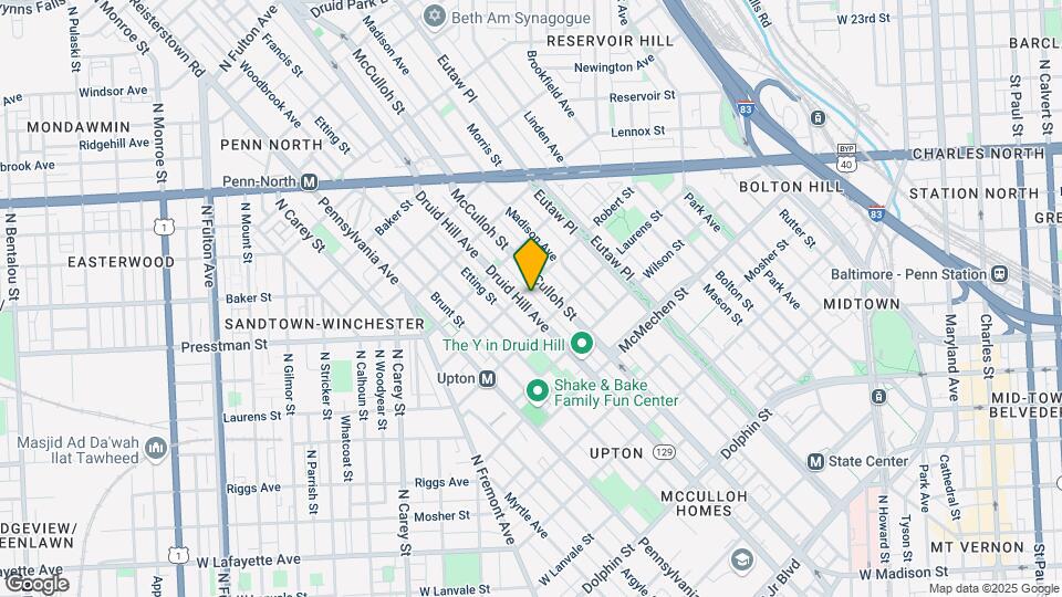 1839 Druid Hill Ave Map and Location Details