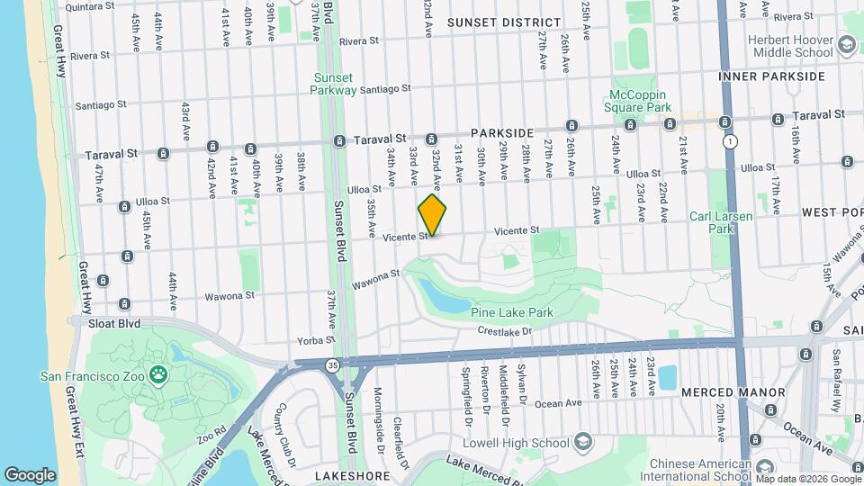 2125 Vicente St Map and Location Details