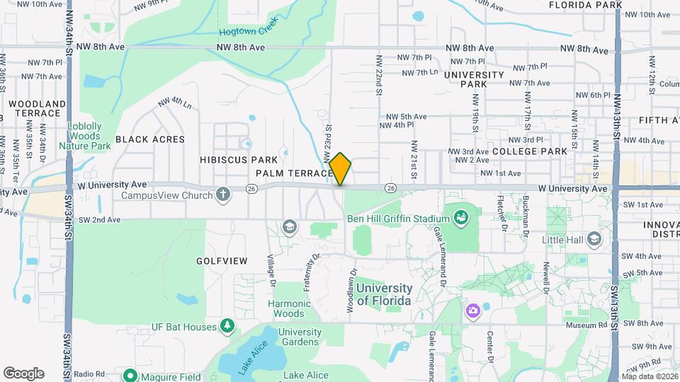 2291 W University Ave Map and Location Details