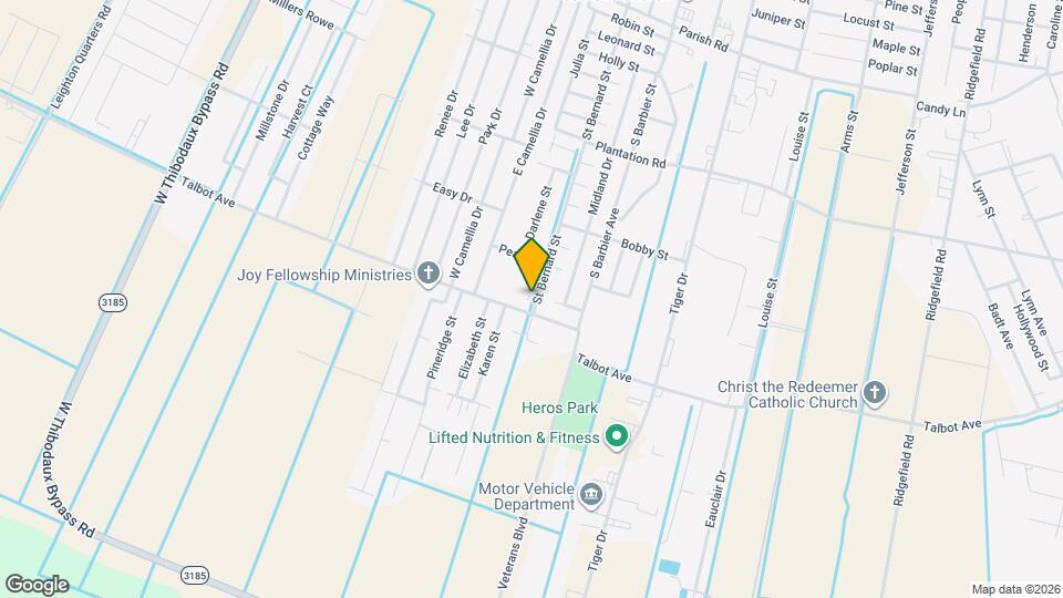 2314-2316 Saint Bernard St, Thibodaux, Ln Mapa y Detalles de la Ubicación