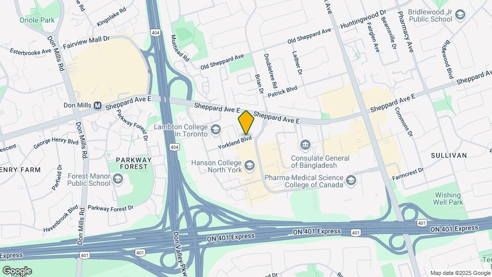 325-2325 Yorkland Blvd Map and Location Details
