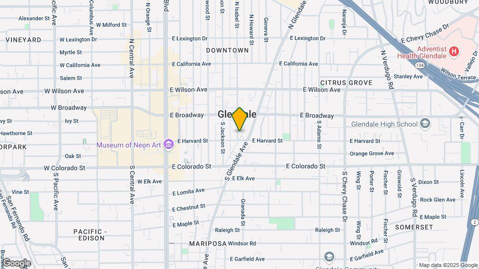 601 E Harvard St Map and Location Details