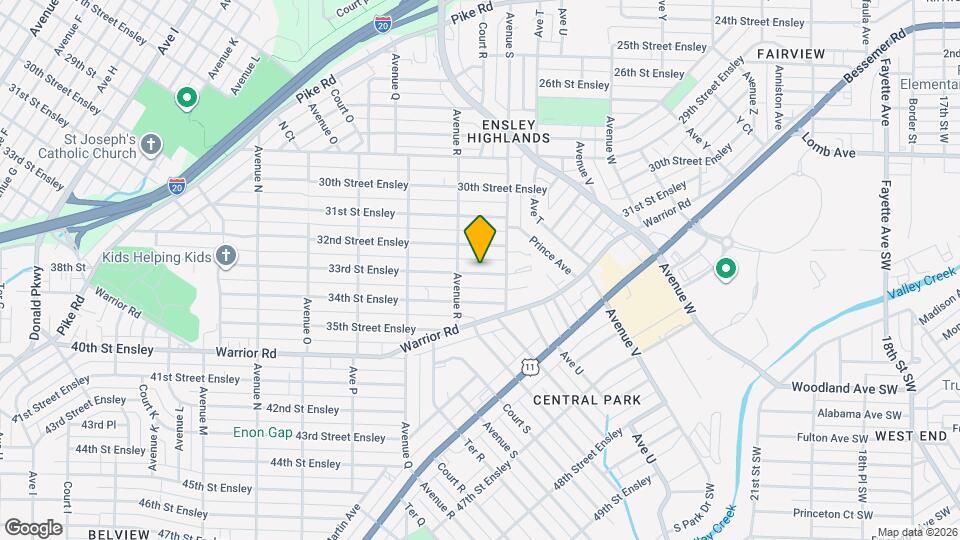 1820 33rd St Ensley Map and Location Details