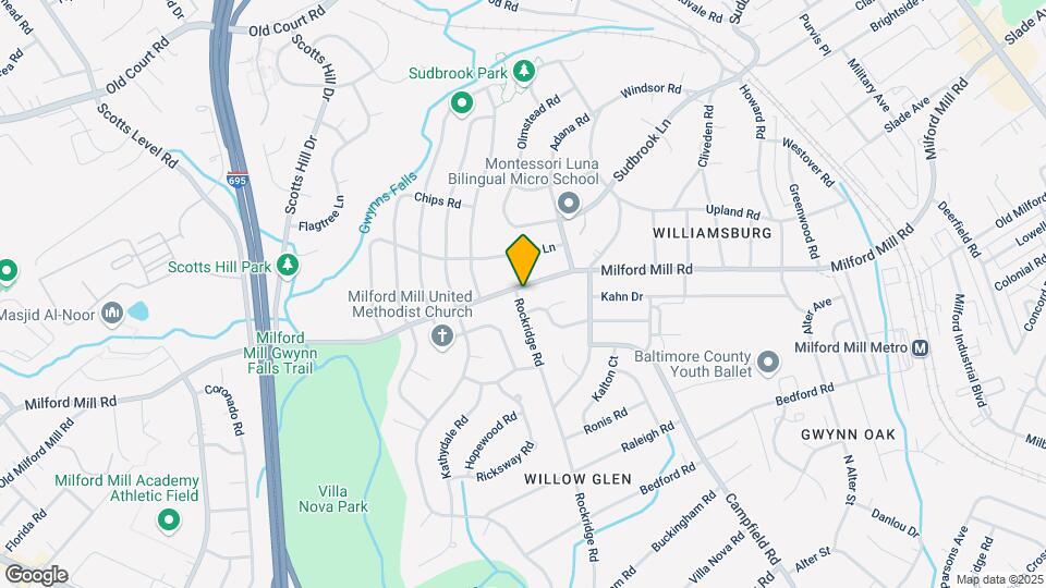 825 Milford Mill Rd Map and Location Details