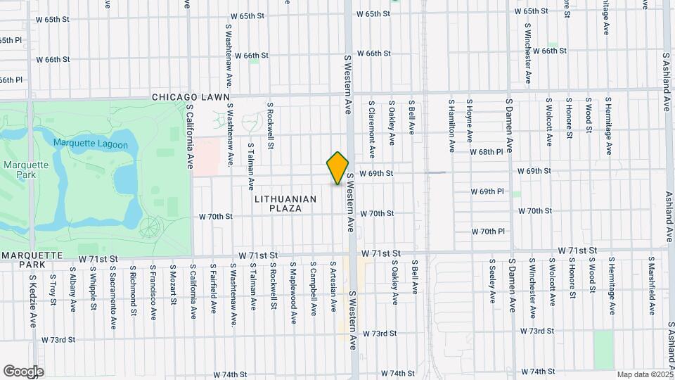 6923 S Artesian Ave Map and Location Details