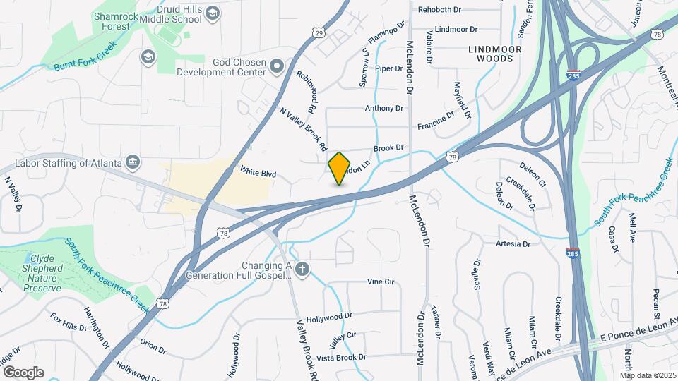 1105 N Valley Brook Rd Map and Location Details