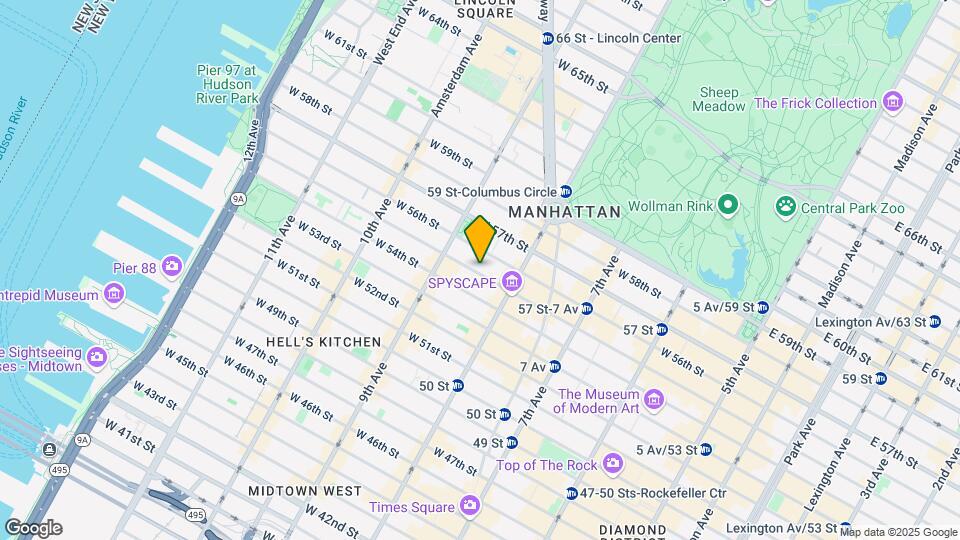 335-337 W 55th St Mapa y Detalles de la Ubicación