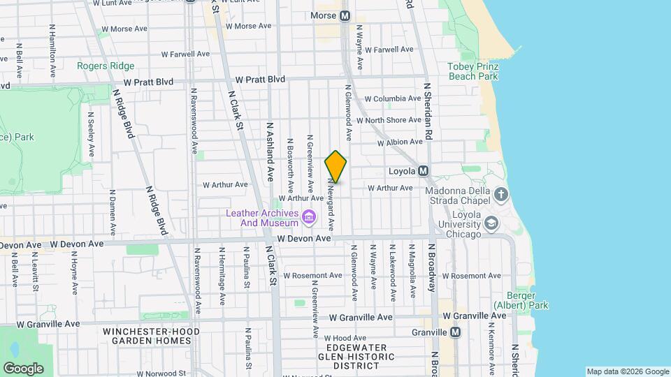 6513 N Newgard Ave, Unit 1B Map and Location Details