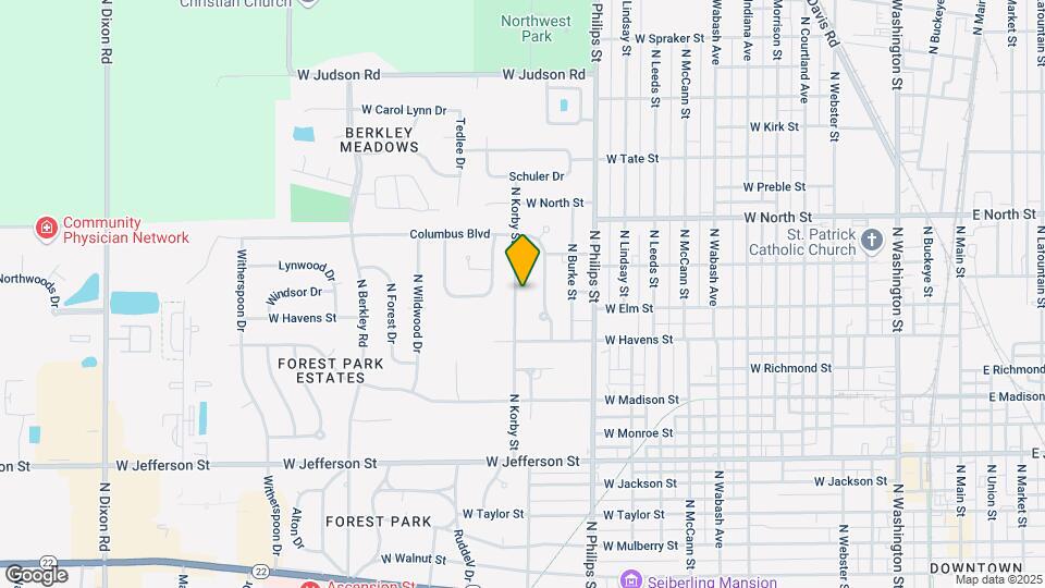 1032 N Korby St Map and Location Details