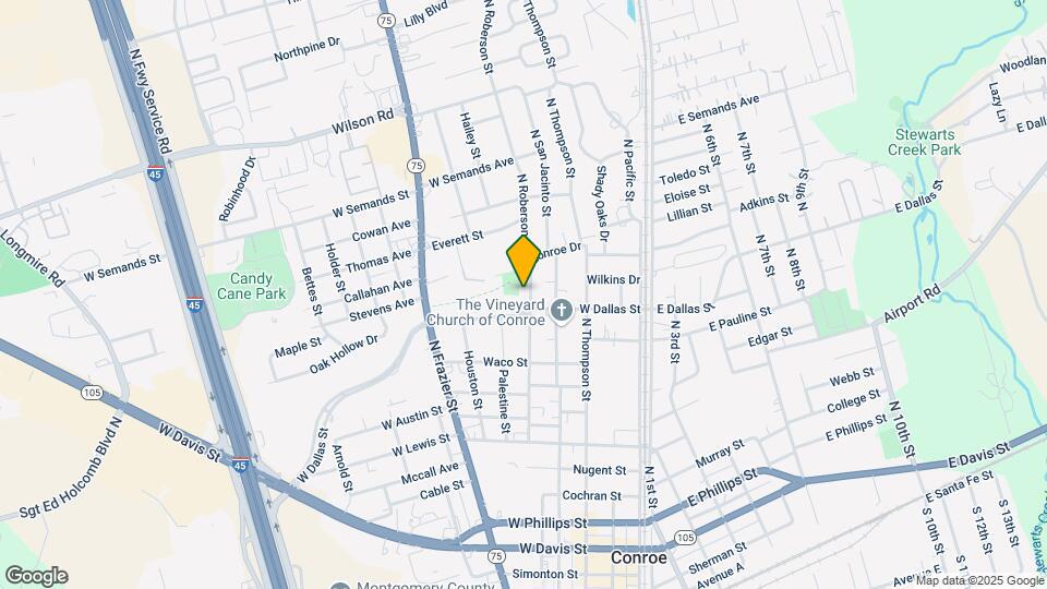 1209 N Roberson St Map and Location Details