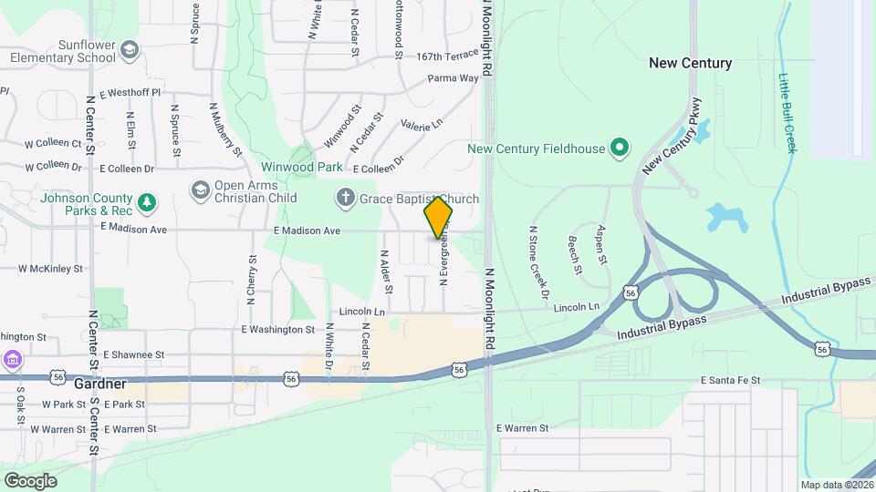 370 N Evergreen St Map and Location Details