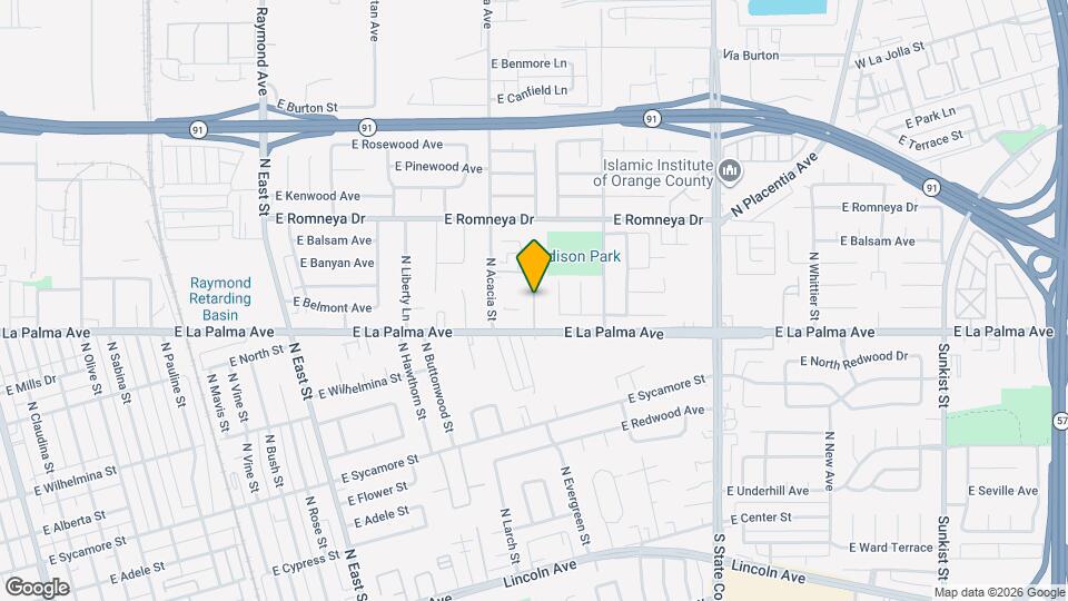 1531 E La Palma Ave Map and Location Details