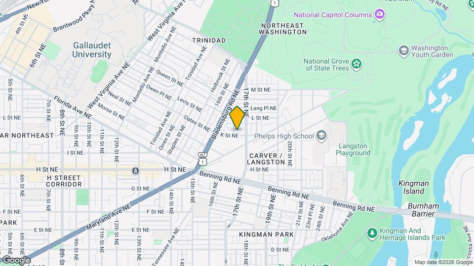 1642 K St NE Map and Location Details