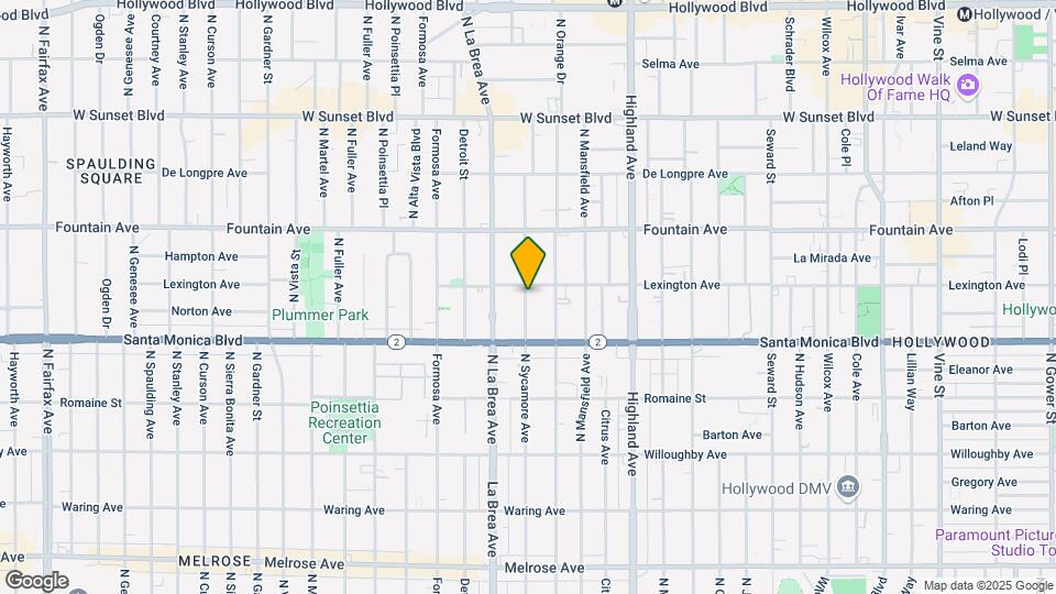 1152 1/2 N Sycamore Ave, Unit B Map and Location Details