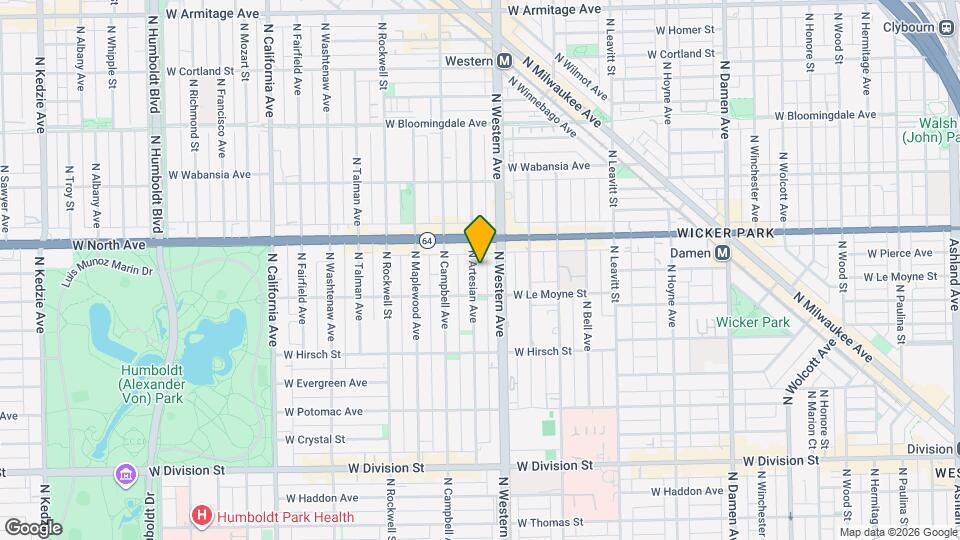 1525 N Artesian Ave Map and Location Details