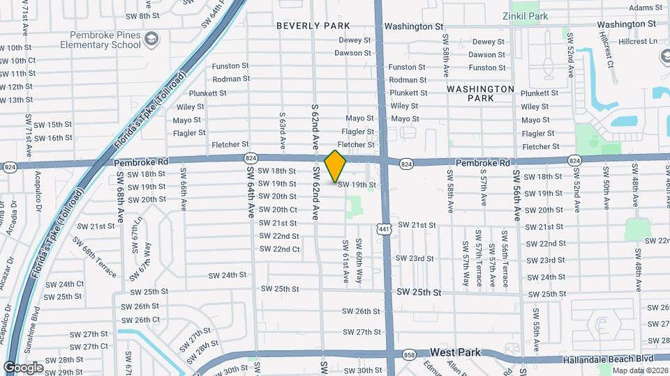 6118 SW 19th St, Unit Room Furnitured Map and Location Details