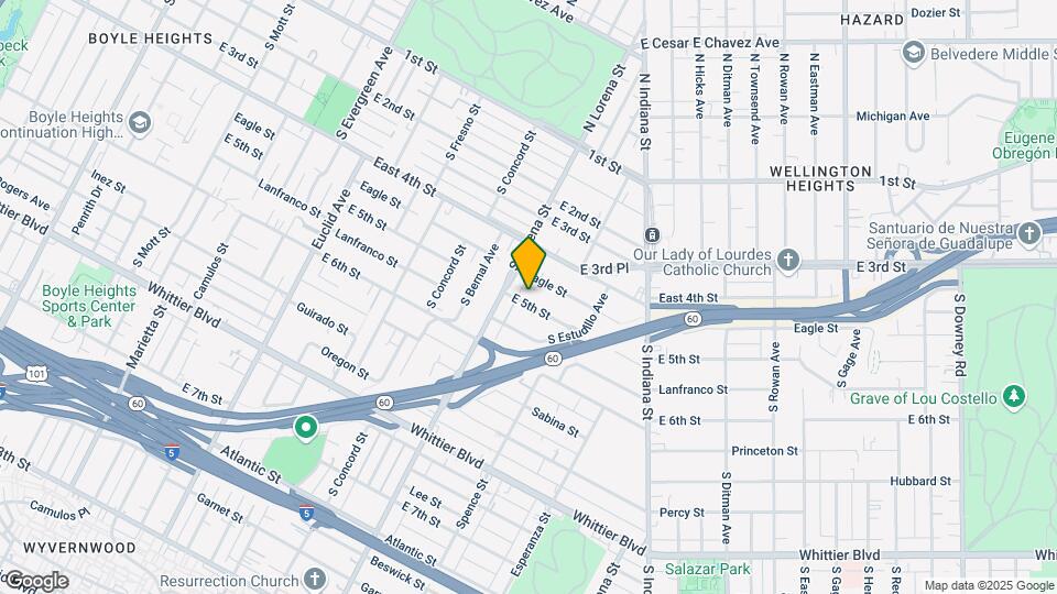3425 E 5th St, Unit Downstairs ADU Map and Location Details