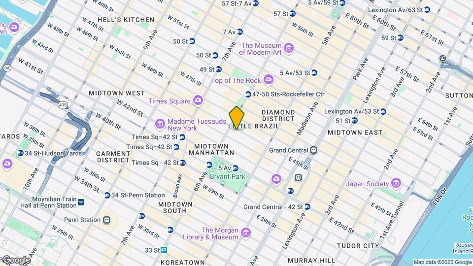 70 W 45th St Mapa y Detalles de la Ubicación