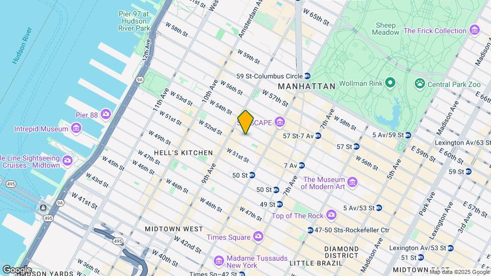346 W 53rd St Map and Location Details
