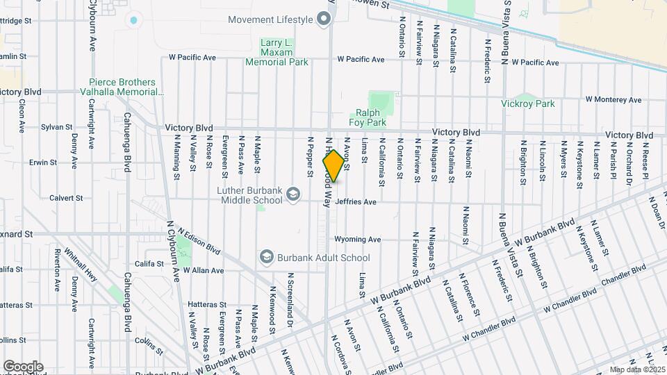 1824 N Hollywood Way Map and Location Details