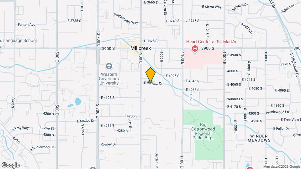 940 E Hillview Dr, Unit Holladay Duplex for Rent Map and Location Details