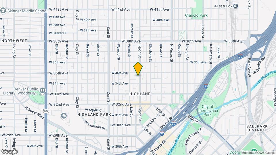 3431 Tejon St Map and Location Details