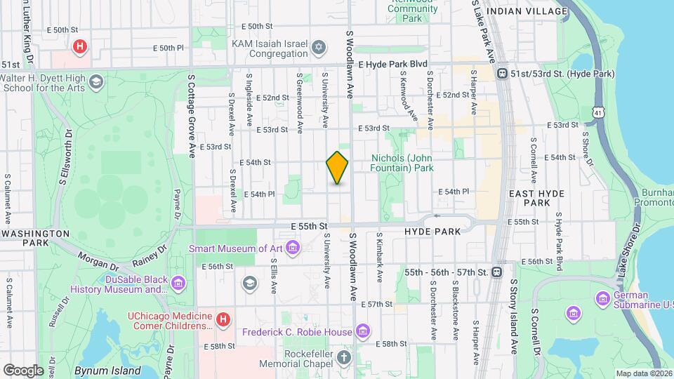 1154 E 54th Pl, Unit A Map and Location Details