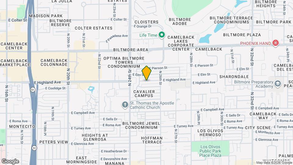 2501 E Highland Ave Map and Location Details