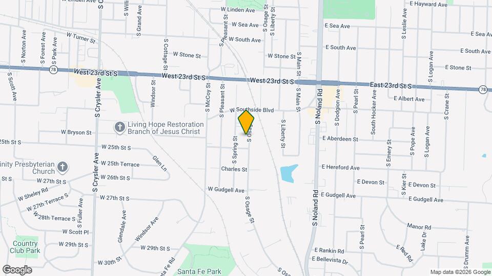 1404 S Osage St Map and Location Details