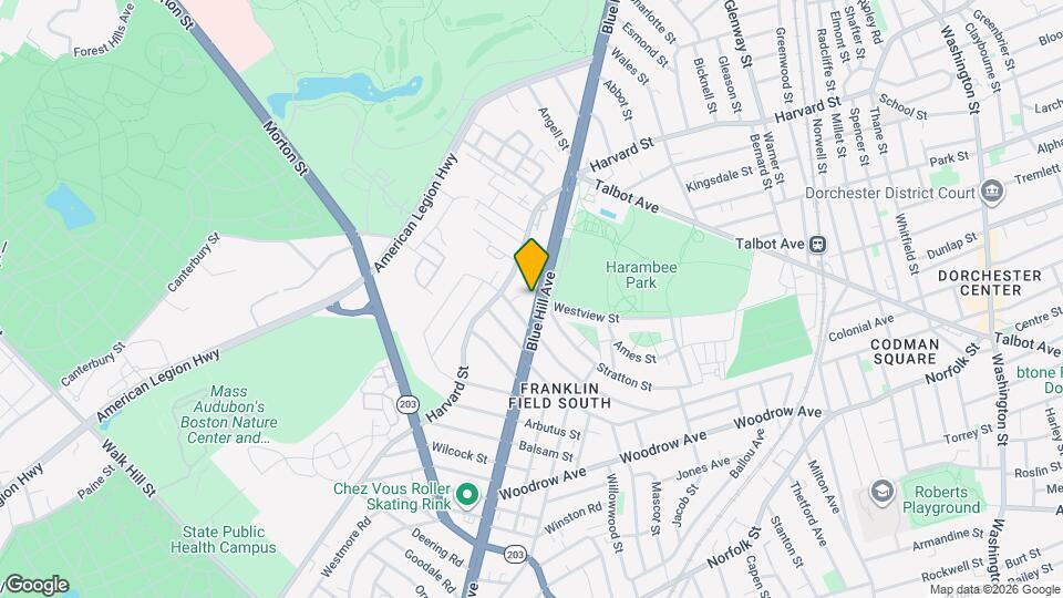 971-973 Blue Hill Ave Dorchester MA Mapa y Detalles de la Ubicación