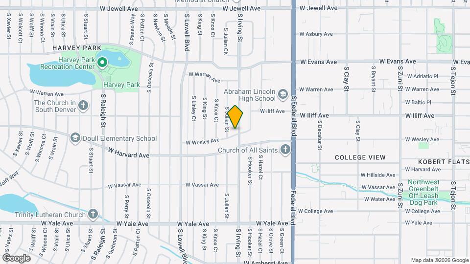 2395 S Irving St Map and Location Details