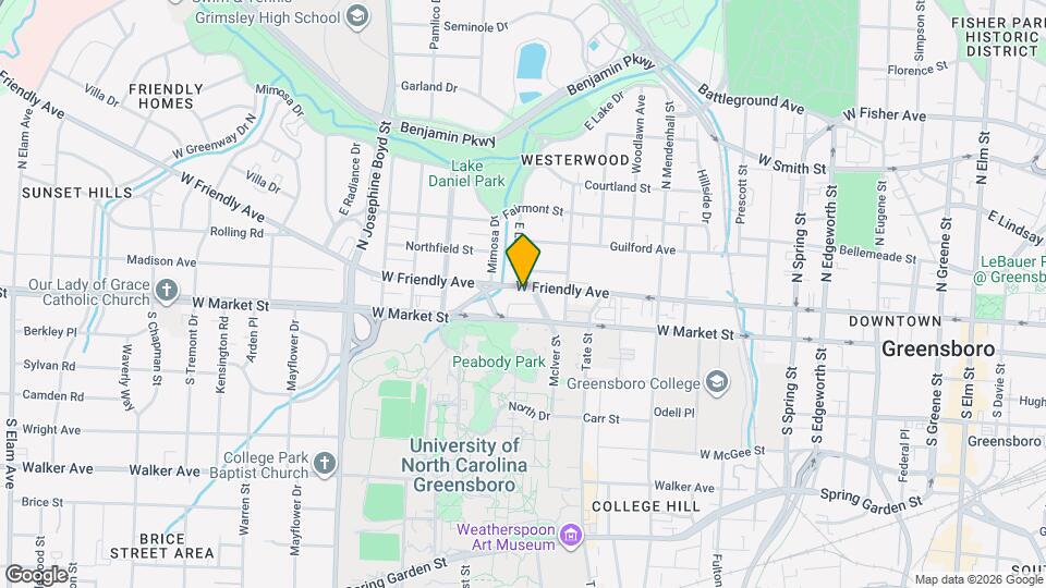1203 W Friendly Ave Map and Location Details