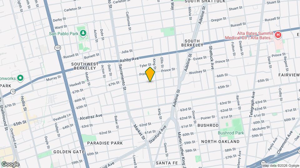 1630 Woolsey St Map and Location Details