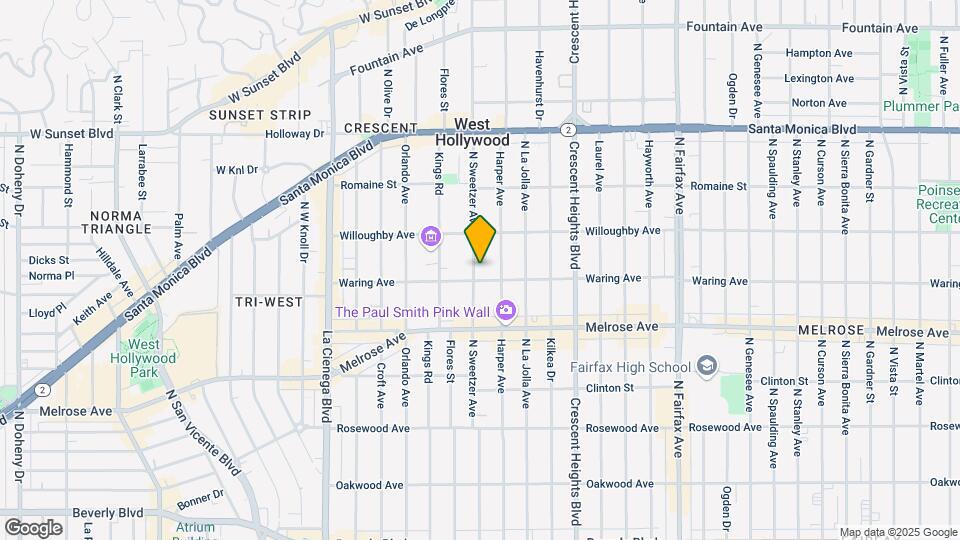 814 N Sweetzer Ave Mapa y Detalles de la Ubicación