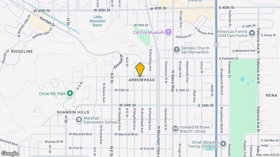 3588 N Arrowhead Ave Map and Location Details