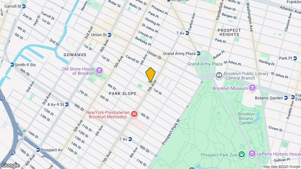 Spacious 2 BR in Heart of Park Slope Map and Location Details