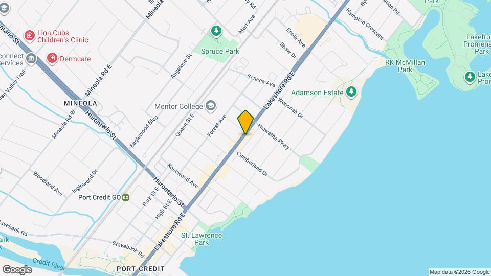 255 Lakeshore Rd E Map and Location Details