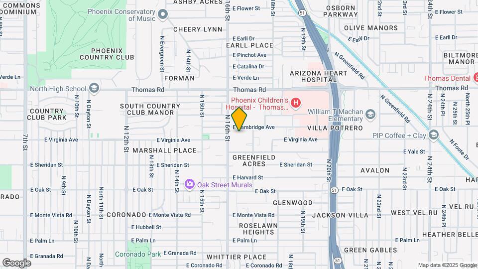 1625 E Cambridge Ave Map and Location Details