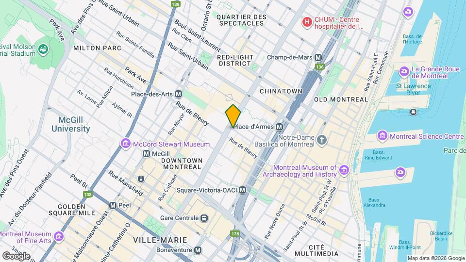 Le V Montreal Map and Location Details