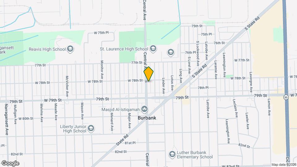 7805 Central Ave Map and Location Details