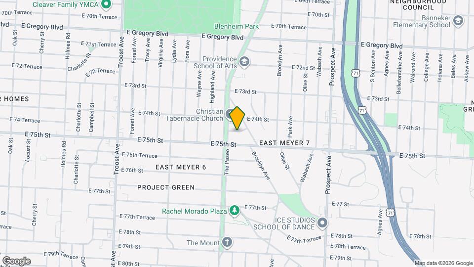 1815 E 74 Terrace Map and Location Details