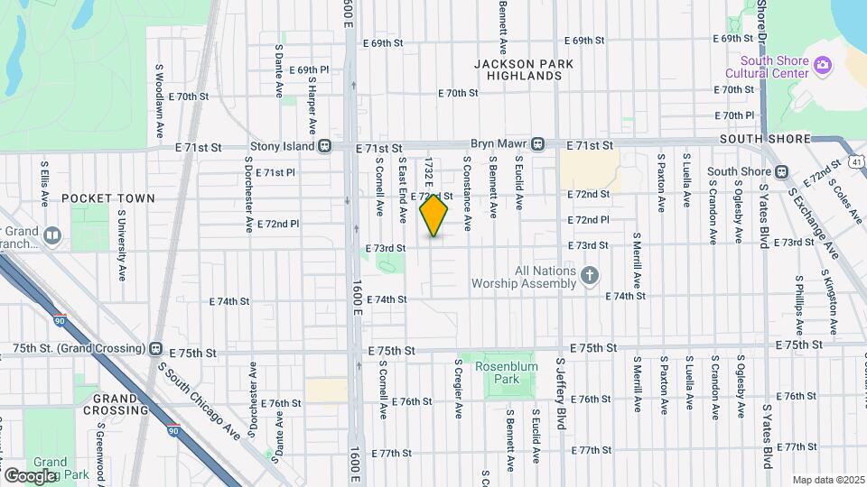 1738 E 73rd St Map and Location Details
