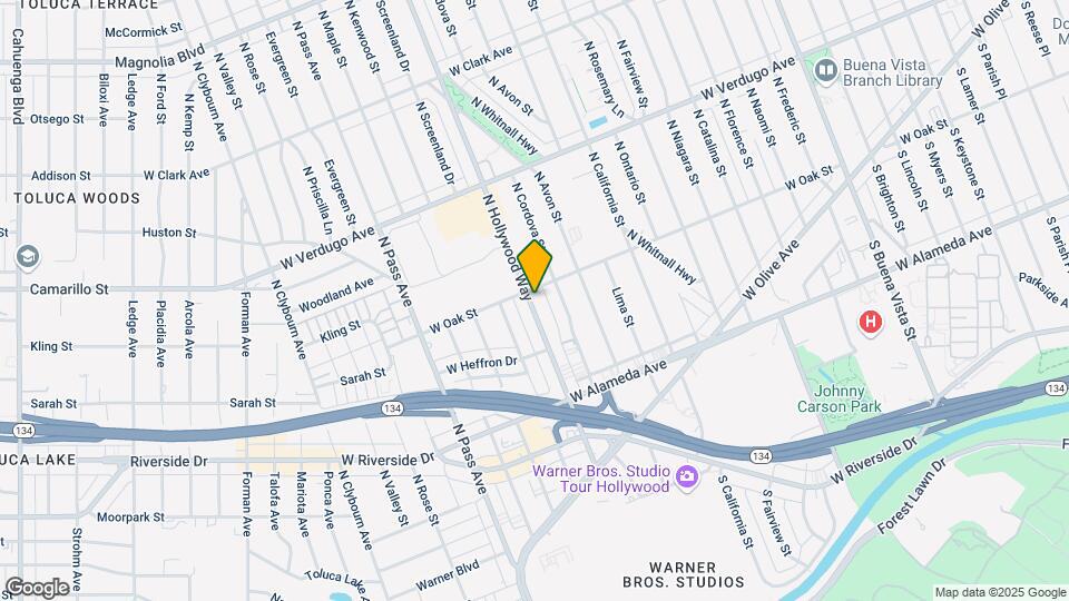 382 N Hollywood Way Map and Location Details