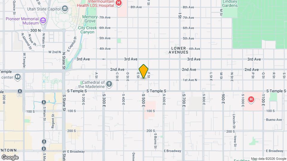 418 E 1st Ave, Unit Unit 1 Map and Location Details