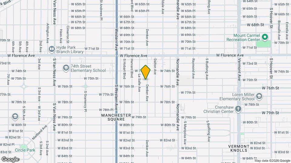 7515 S Denker Ave Mapa y Detalles de la Ubicación