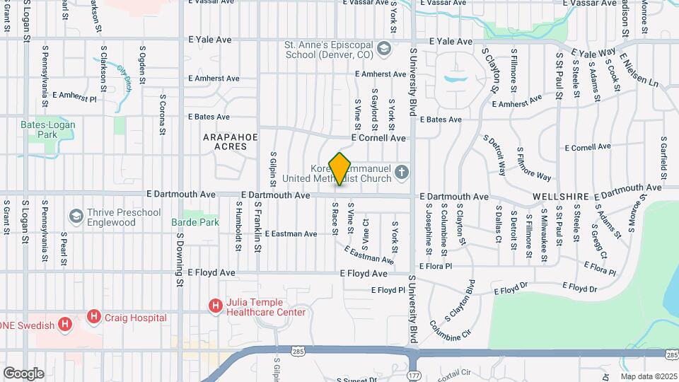 3098 S Vine St Map and Location Details